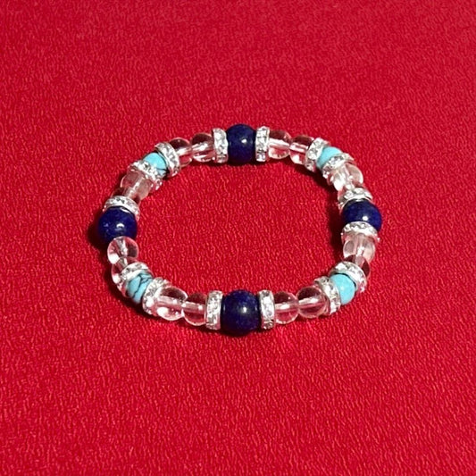 【叡智と勇気】天空の道標ブレスレット 〜ラピスラズリ・ターコイズ・クリアクォーツ〜