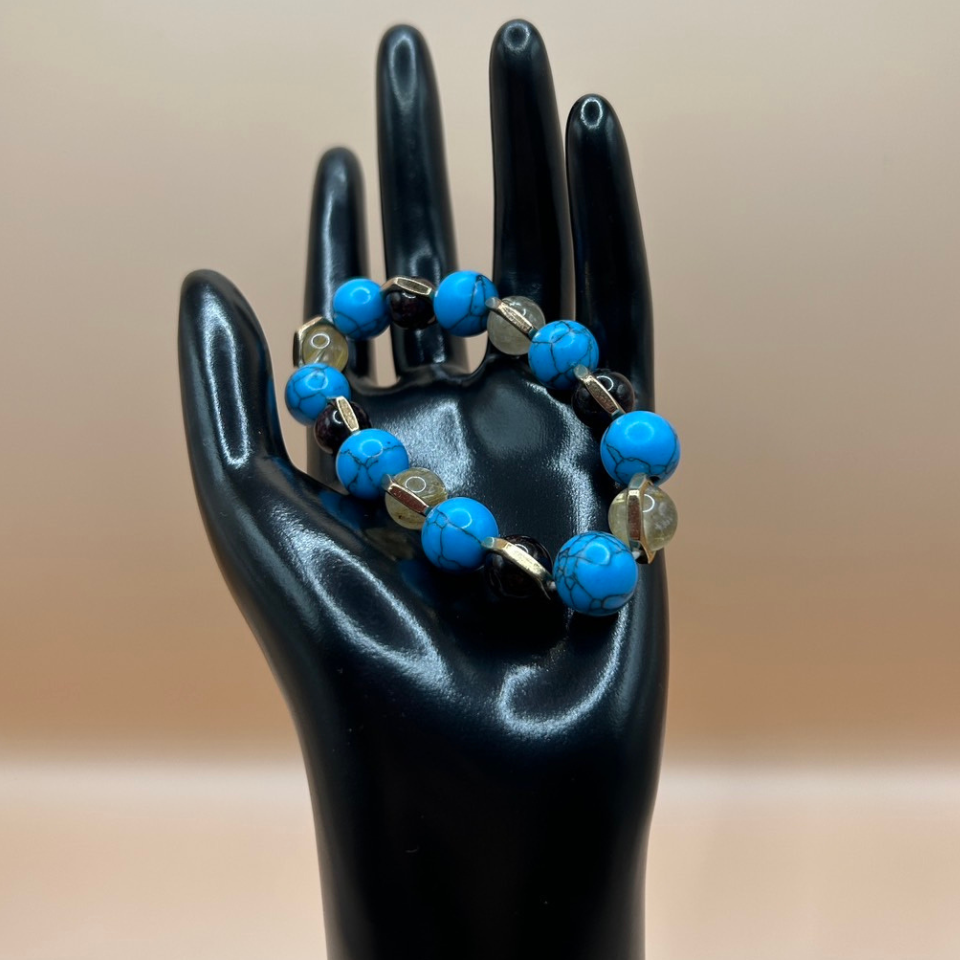 【宇宙の導き】プラネタリウム・オブ・アースブレスレット 〜ガーネット・ターコイズ・ルチルクォーツ〜