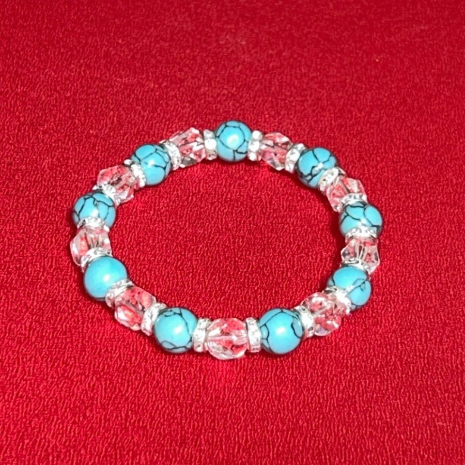 【守護と調和の輝き】無限の可能性を拓くブレスレット ～ターコイズ・カット水晶～