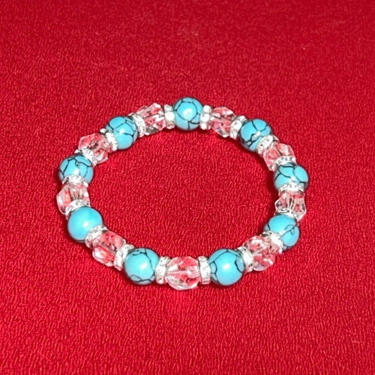 【守護と調和の輝き】無限の可能性を拓くブレスレット ～ターコイズ・カット水晶～