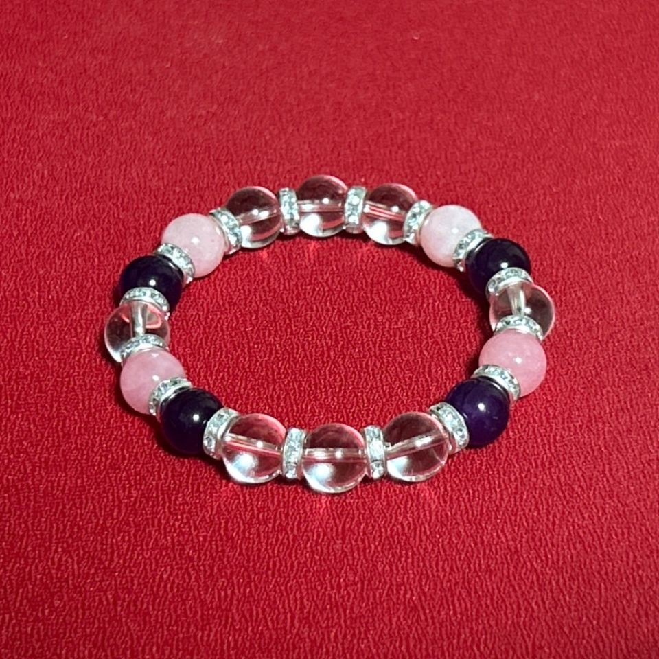 【愛と癒しの輝き】エンジェルハーモニーブレスレット 〜クリアクォーツ・アメジスト・ピンクオパール〜
