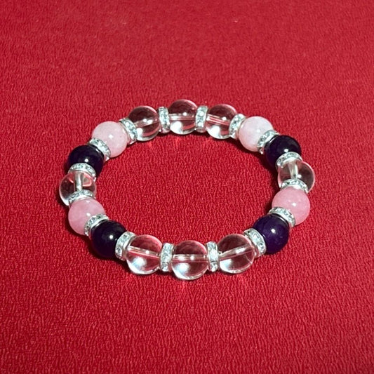 【愛と癒しの輝き】エンジェルハーモニーブレスレット 〜クリアクォーツ・アメジスト・ピンクオパール〜