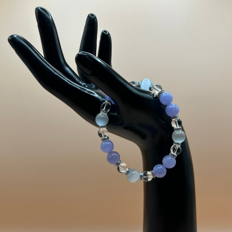 【月の雫と海の癒し】ハーモニーブレスレット 〜ムーンストーン・アクアマリン・水晶〜