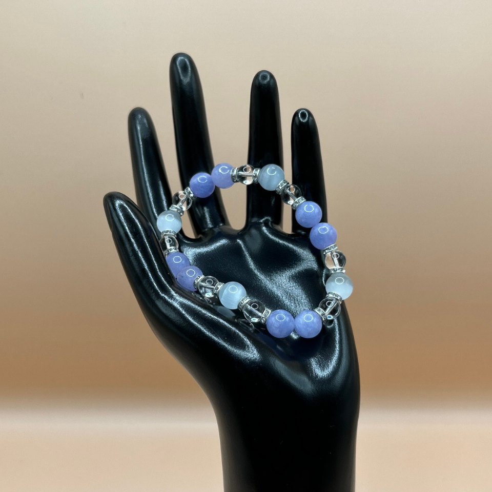 【月の雫と海の癒し】ハーモニーブレスレット 〜ムーンストーン・アクアマリン・水晶〜